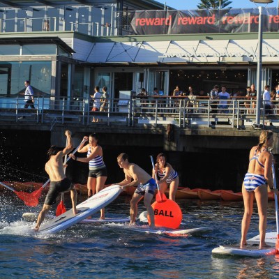 People playing SUPBALL in Manly