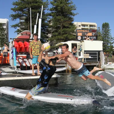 2 guys playing SUPBALL