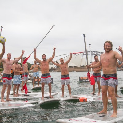 Team celebrating for winning SUPBALL game